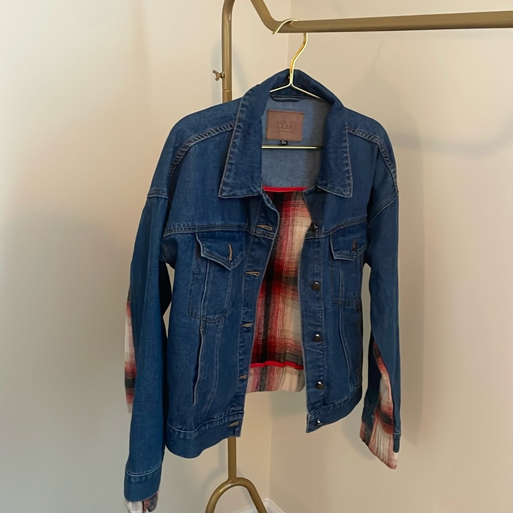 XL Plaid Jean Jacket